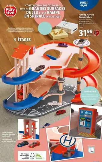 Lidl Parking playtive racers en bois offre
