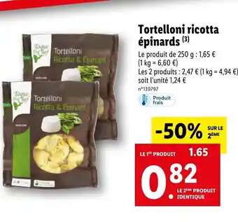 Lidl Tortelloni ricotta épinards offre