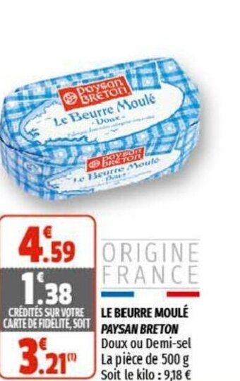 Coccinelle Supermarché Le beurre moulé paysan breton offre