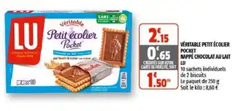 Coccinelle Supermarché Véritable Petit Écolier Pocket Nappé Chocolat au Lait offre