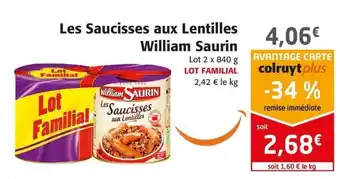 Colruyt Les Saucisses aux Lentilles offre