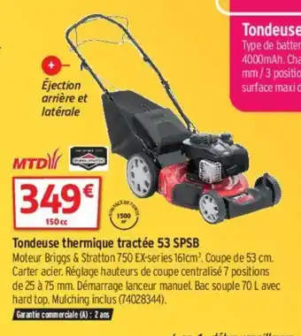 Bricorama Tondeuse Thermique Tractée 53 SPSB offre