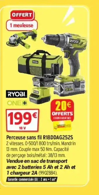Bricorama Perceuse Sans Fil R18DDAG252S offre
