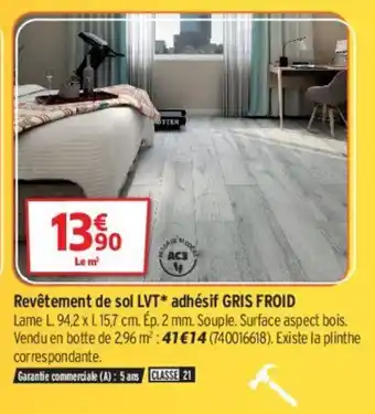 Bricorama Revetement De Sol LVT* Adhésif GRIS FROID offre
