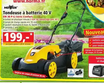 Norma Tondeuse A Batterie 40 V offre