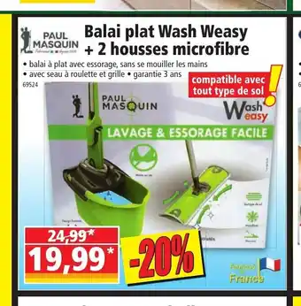 Norma Balai Plat Wash Weasy + 2 Housses Microfibre offre