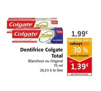 Colruyt Dentifrice Colgate Total offre