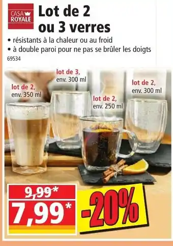 Norma Lot de 2 ou 3 verres offre