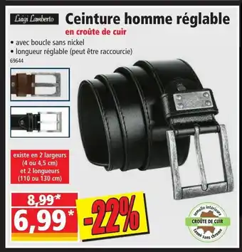 Norma Ceinture homme réglable offre