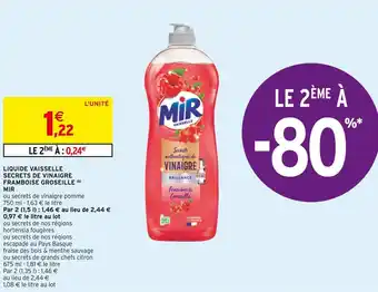 Intermarché Mir liquide vaisselle secrets de vinaigre framboise groseille offre