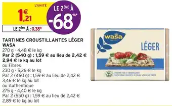 Intermarché Wasa tartines croustillantes léger offre