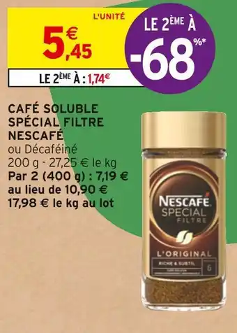 Intermarché Nescafé café soluble spécial filtre offre