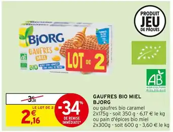 Intermarché Bjorg gaufres bio miel offre