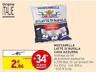 Intermarché Casa azzurra mozzarella latte di bufala offre