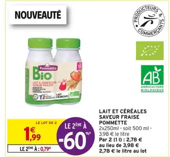 Intermarché Pommette lait et céréales saveur fraise offre