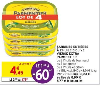 Intermarché Parmentier sardines entières à l'huile d'olive vierge extra offre