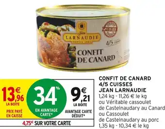 Intermarché Jean larnaudie confit de canard 4/5 cuisses offre