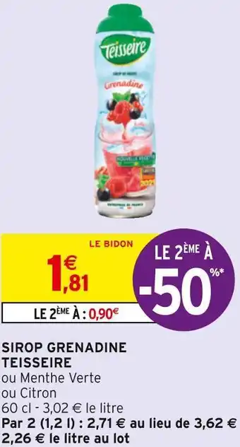Intermarché Teisseire sirop grenadine offre