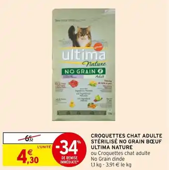 Ultima nature croquettes chat adulte stĂ©rilisĂ© no grain bĆuf