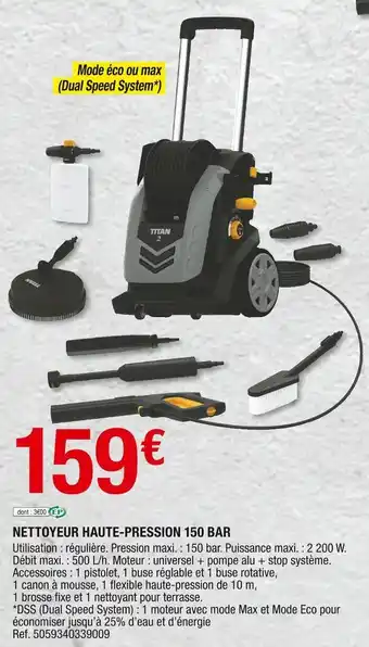 Brico Dépôt Titan nettoyeur haute-pression 150 bar offre