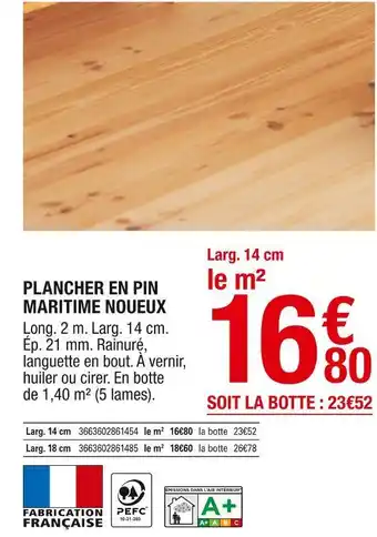 Brico Dépôt Plancher en pin maritime noueux offre
