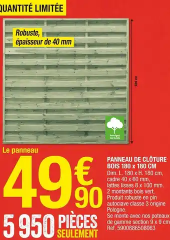 Brico Dépôt Panneau de clôture bois offre