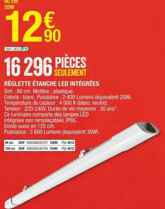Brico Dépôt Réglette étanche led intégrées offre