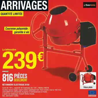 Brico Dépôt Hormix bétonnière électrique b150 offre