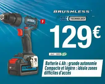 Brico Dépôt Brushless perceuse/visseuse sans fil 18 v + 1 batterie 4 ah offre