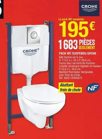Brico Dépôt Grohe pack wc suspendu offre