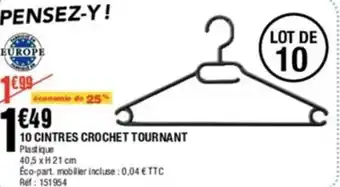 La Foir'Fouille 10 Cintres crochet tournant offre