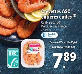 Crevettes ASC entières cuites