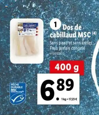 Lidl Dos de cabillaud MSC offre