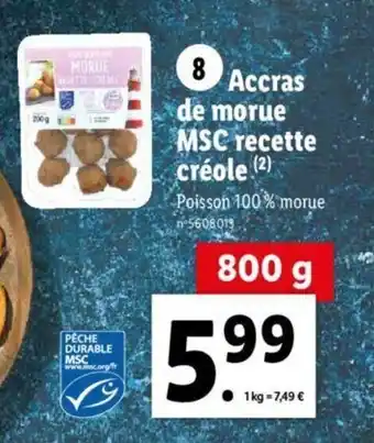 Lidl Accras de morue MSC recette créole offre