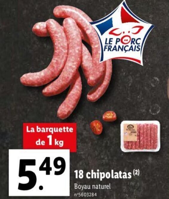 Promo 18 chipolatas chez Lidl