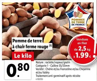Lidl Pomme de terre à chair ferme rouge offre