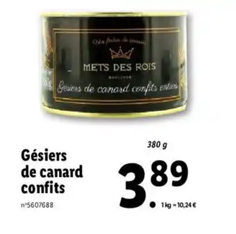 Lidl Gésiers de canard confits offre