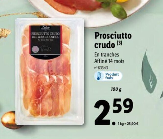 Promo Prosciutto crudo chez Lidl