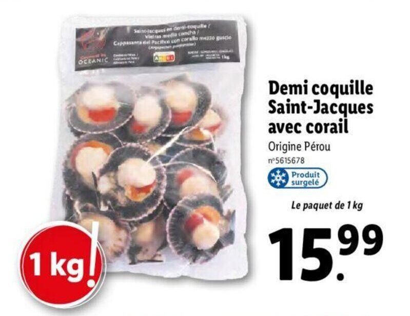 Promo Demi coquille saintjacques avec corail chez Lidl