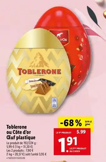 Lidl Toblerone ou côte d'or offre