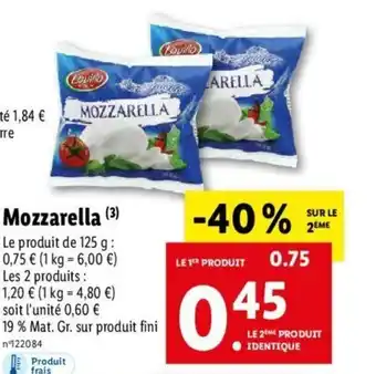 Lidl Mozzarella offre