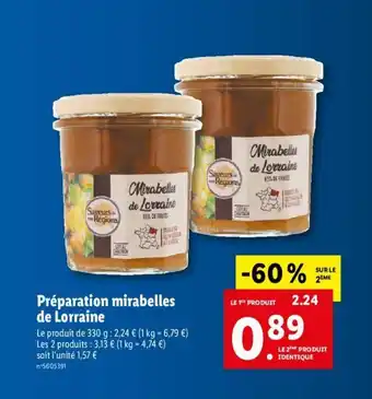 Lidl Préparation mirabelles de lorraine offre