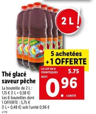 Lidl Thé glacé saveur pêche offre