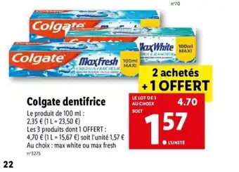 Lidl Colgate dentifrice offre