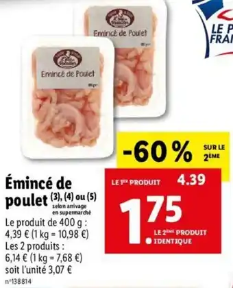 Lidl Émincé de poulet offre