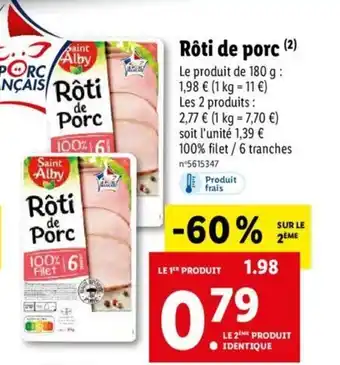 Lidl Rôti de porc offre