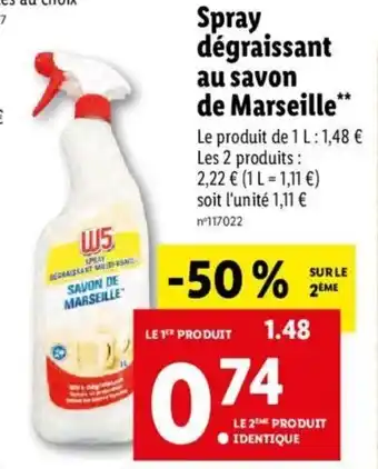 Lidl Spray dégraissant au savon de marseille offre