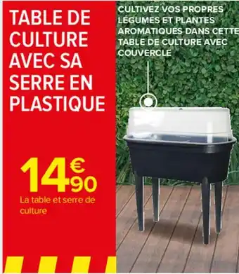 Carrefour Market Table de culture avec sa serre en plastique offre