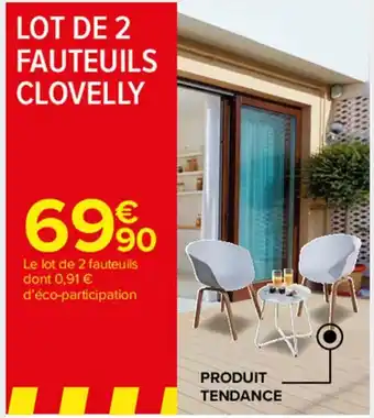 Carrefour Market Lot de 2 fauteuils clovelly offre