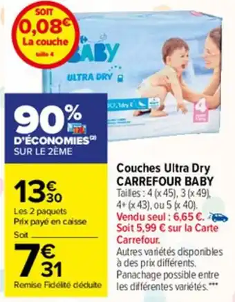 Carrefour Market Couches ultra dry CARREFOUR BABY offre